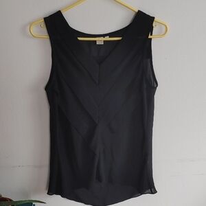 Twik Simons Sleeveless Sheer V Neck Black Blouse Size M